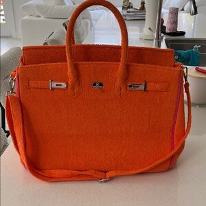 Orange terry cloth B-rkin beach tote  Designer Women's Bag